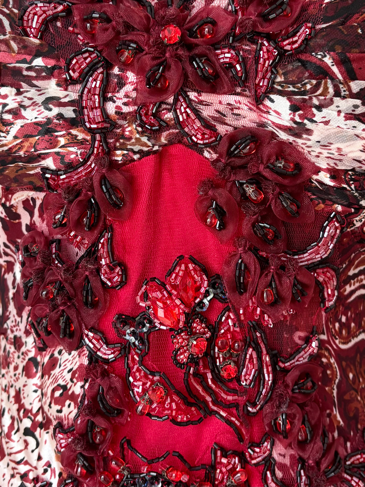 Silk Hand-Beaded Ruffle Maxi Dress