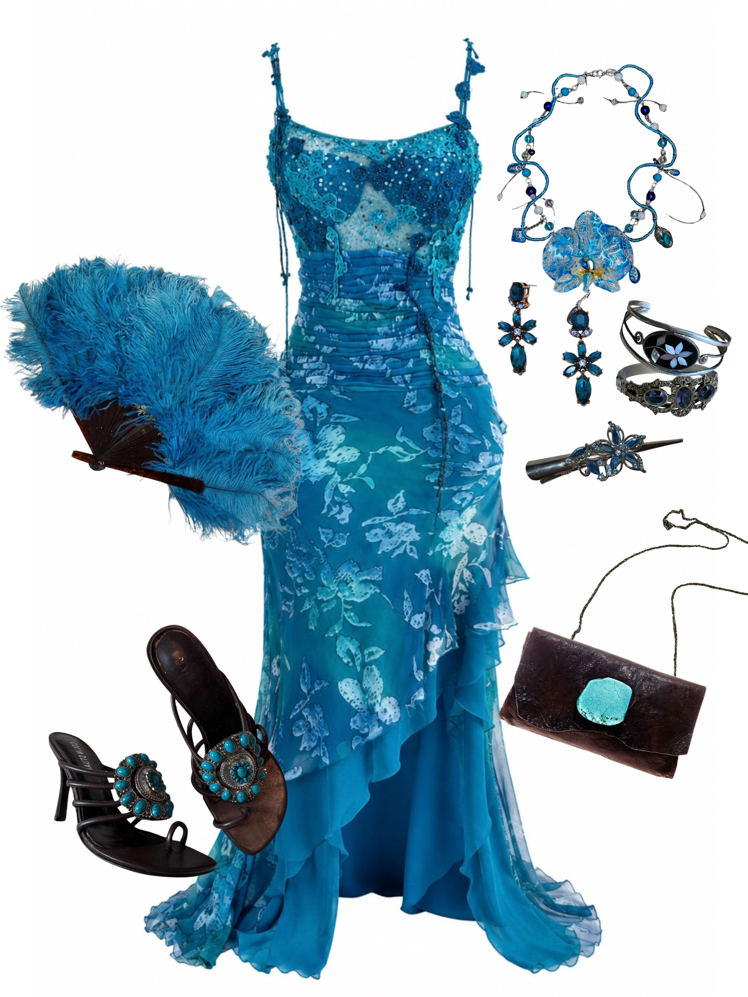 PRE-ORDER Floral Ocean Vintage Beaded Dress