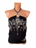 Y2K Floral Print Halter Top