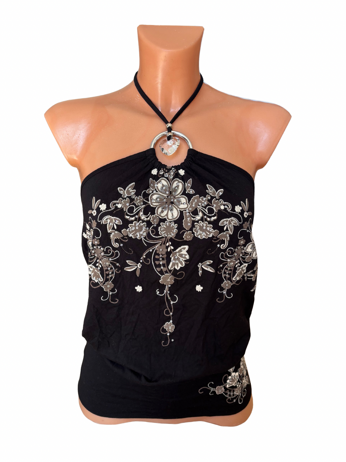 Y2K Floral Print Halter Top