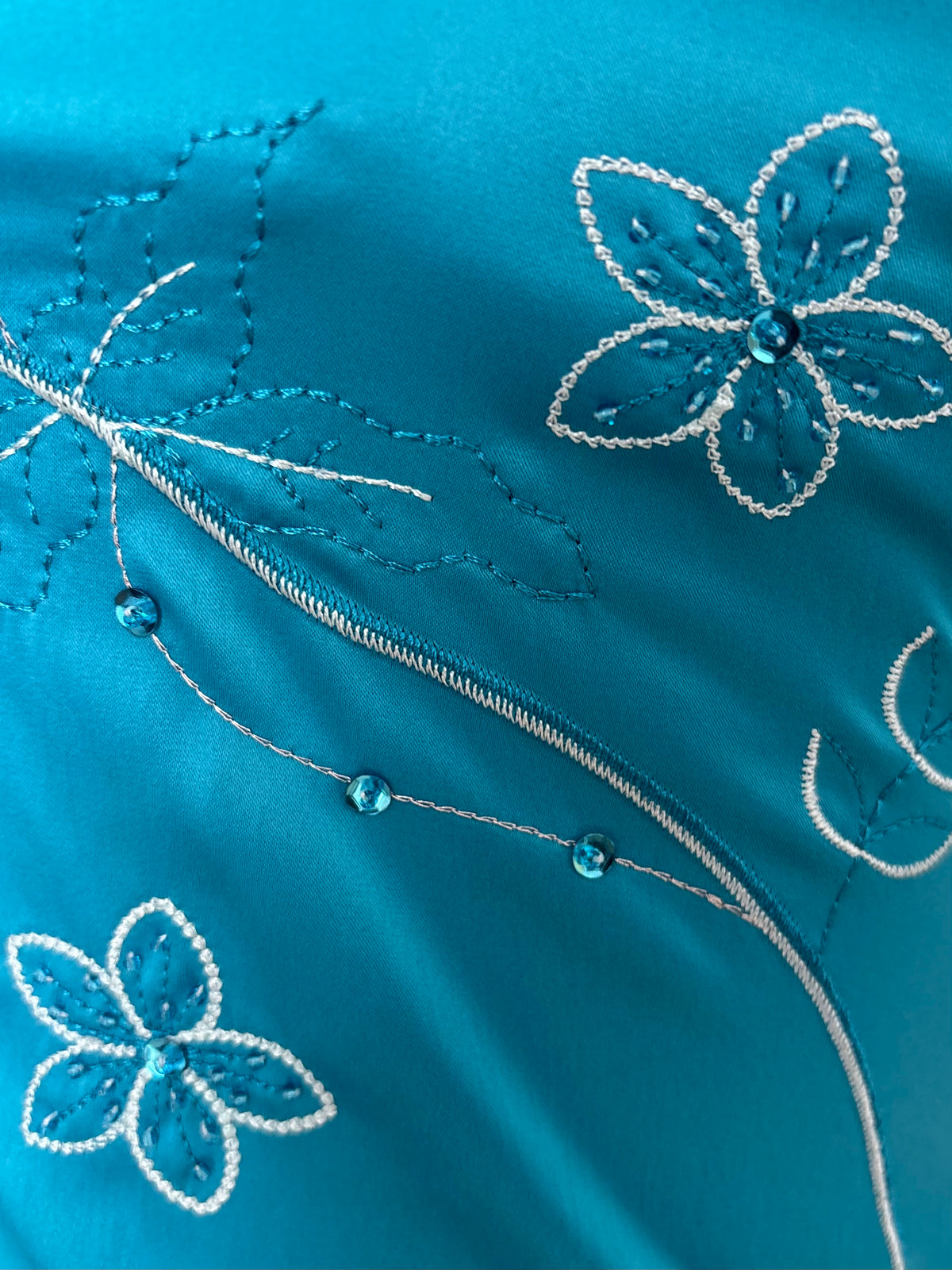 Jane Norman Oriental Turquoise Satin Midi Dress