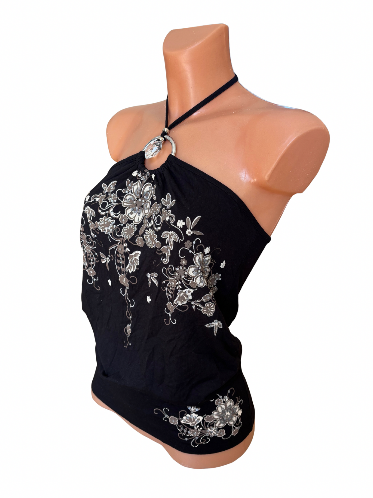 Y2K Floral Print Halter Top