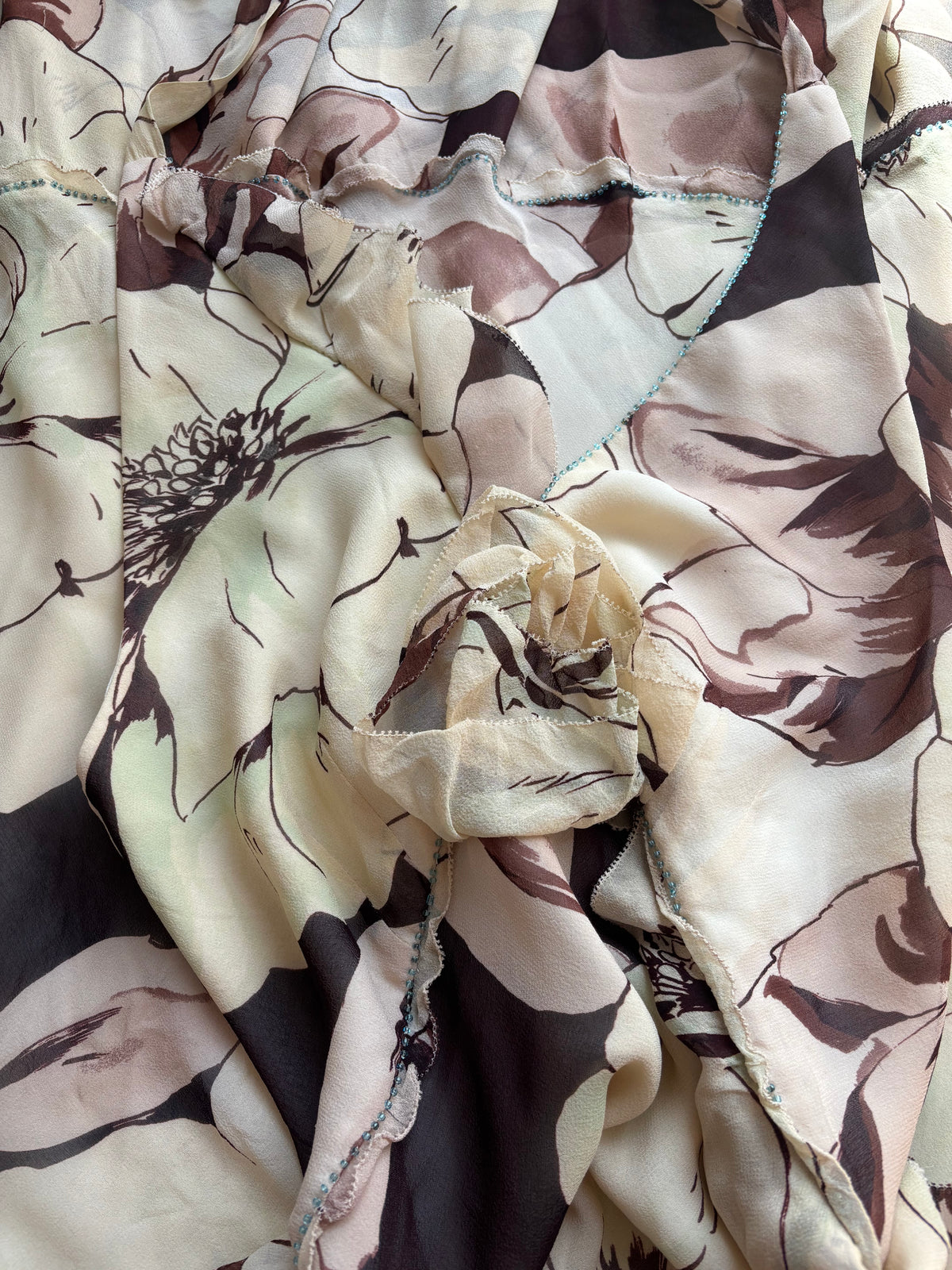Silk Halterneck Floral Ruffle Dress