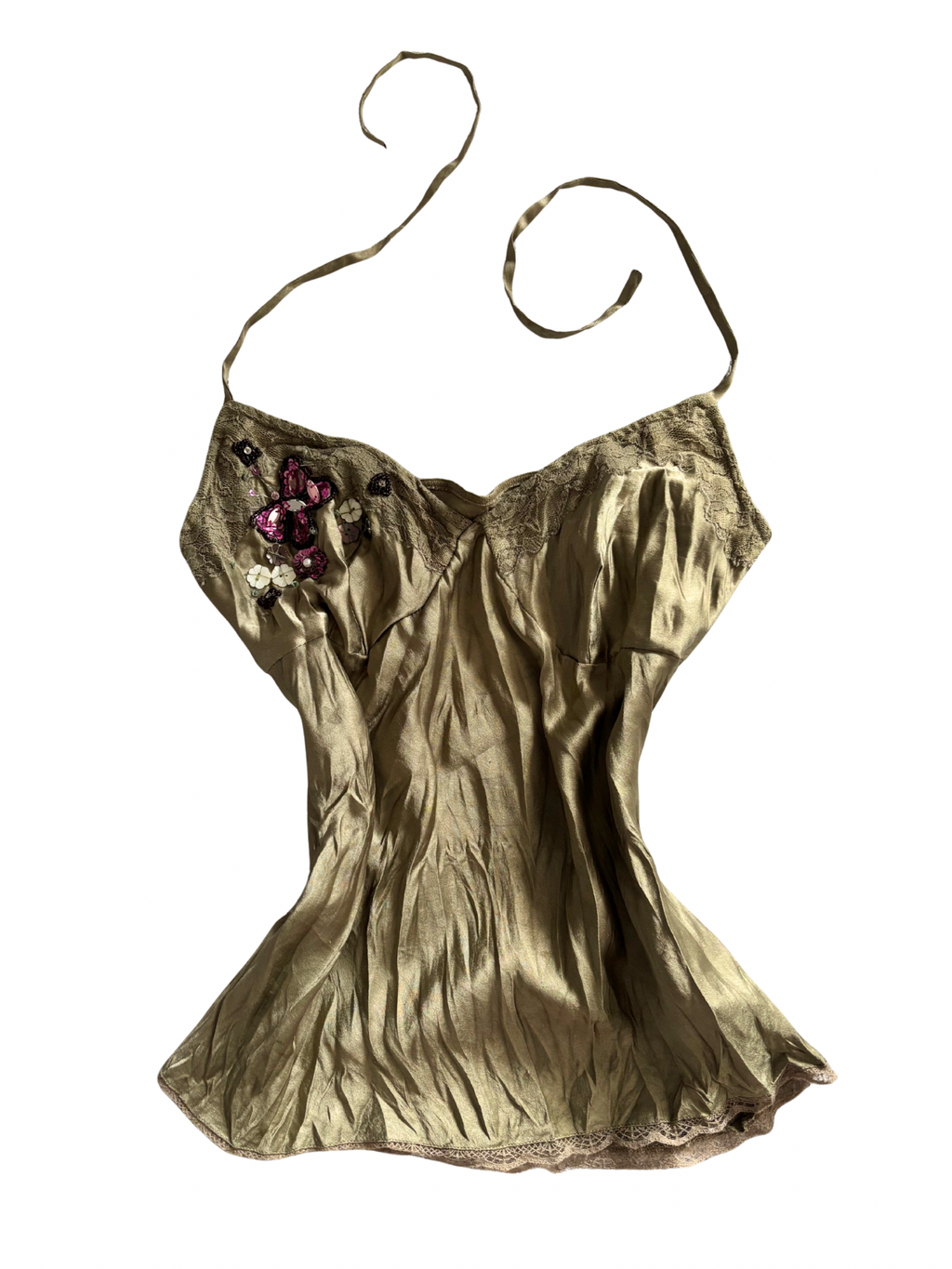 Cami Halter Top With Sequins Butterfly