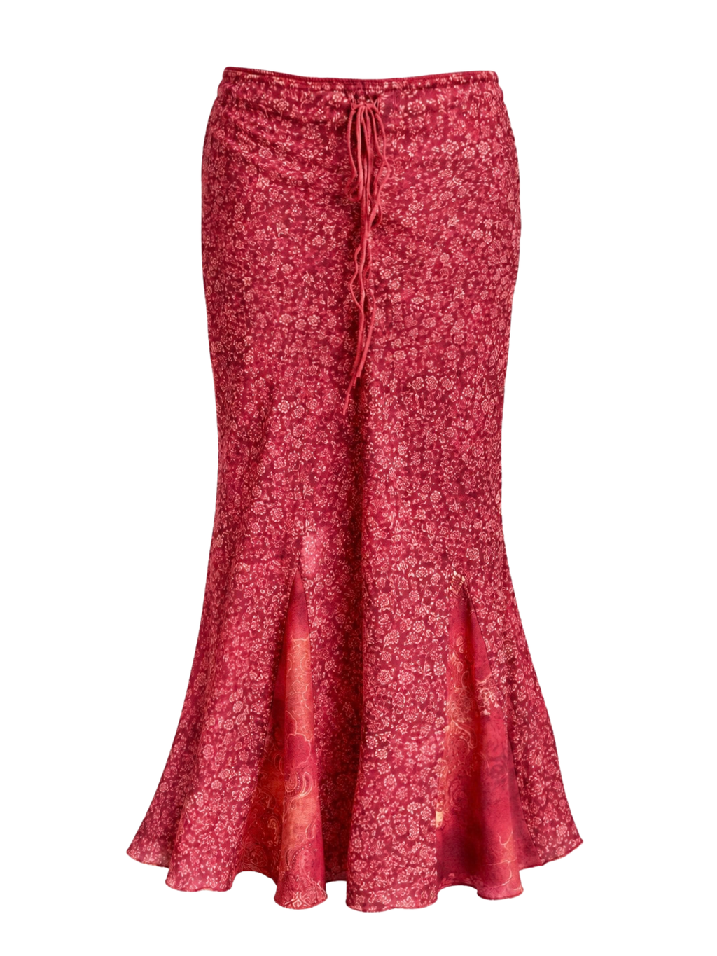 Crimson Floral Bohemian Midi/Maxi Mesh Skirt