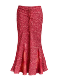 Crimson Floral Bohemian Midi/Maxi Mesh Skirt