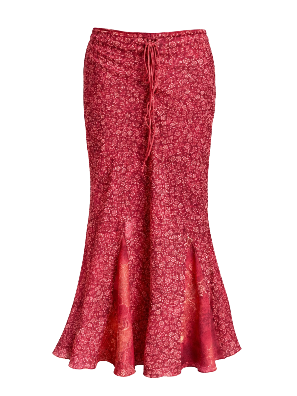 Crimson Floral Bohemian Midi/Maxi Mesh Skirt