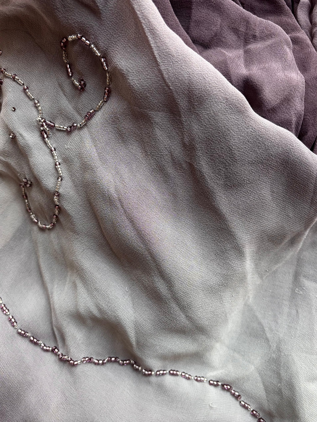 Silk Dusty Lilac Beaded Halter Dress