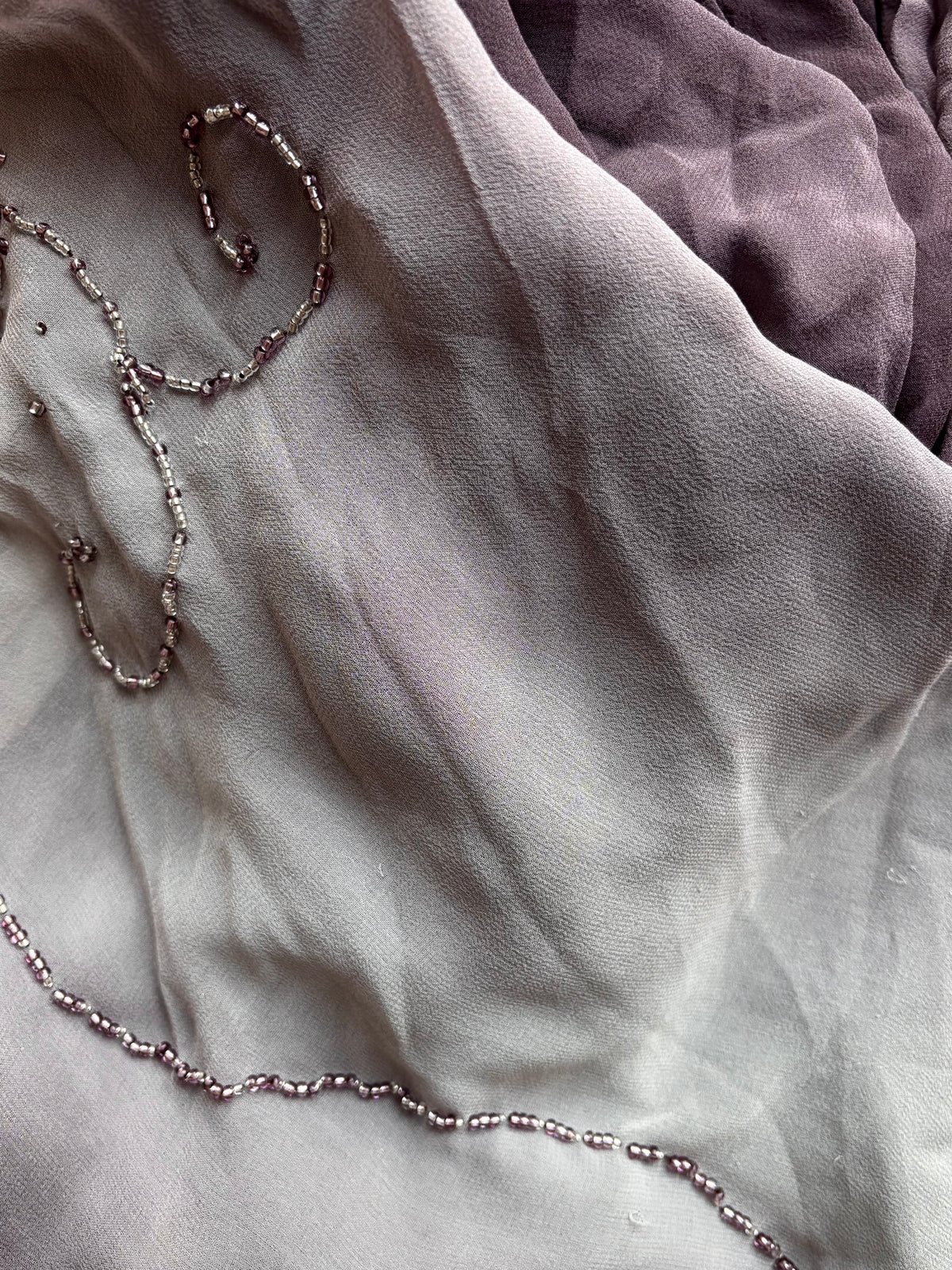 Silk Dusty Lilac Beaded Halter Dress