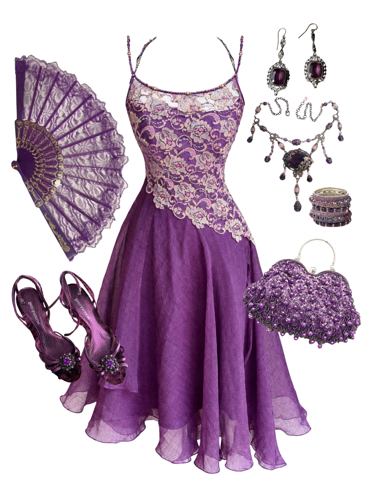 Hand-Beaded Lace Midi Dress