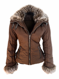 Slim Jacket With Side Corset Lacing and Fur