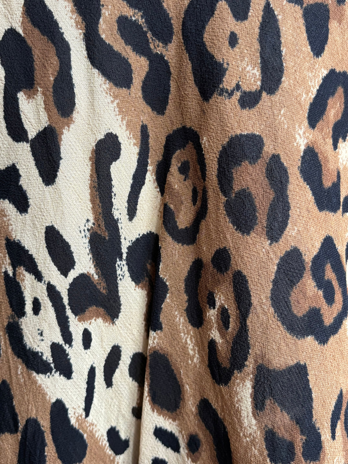Leopard Print Hanky Hem Midi Skirt
