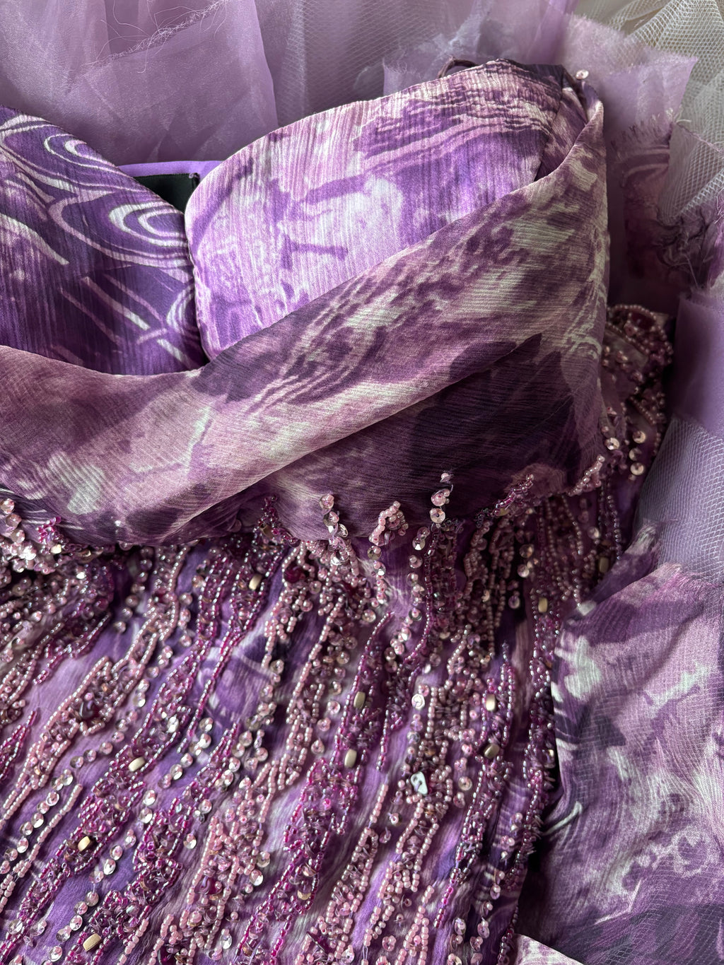 Enchanted Purple Hand-Beaded Vintage Silk Dress
