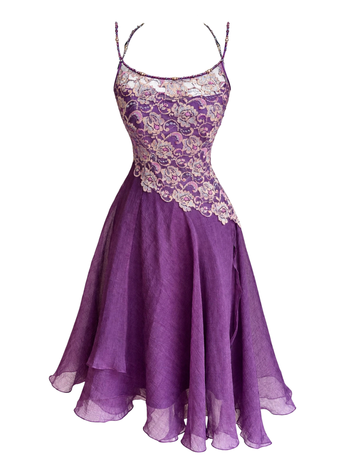 Hand-Beaded Lace Midi Dress