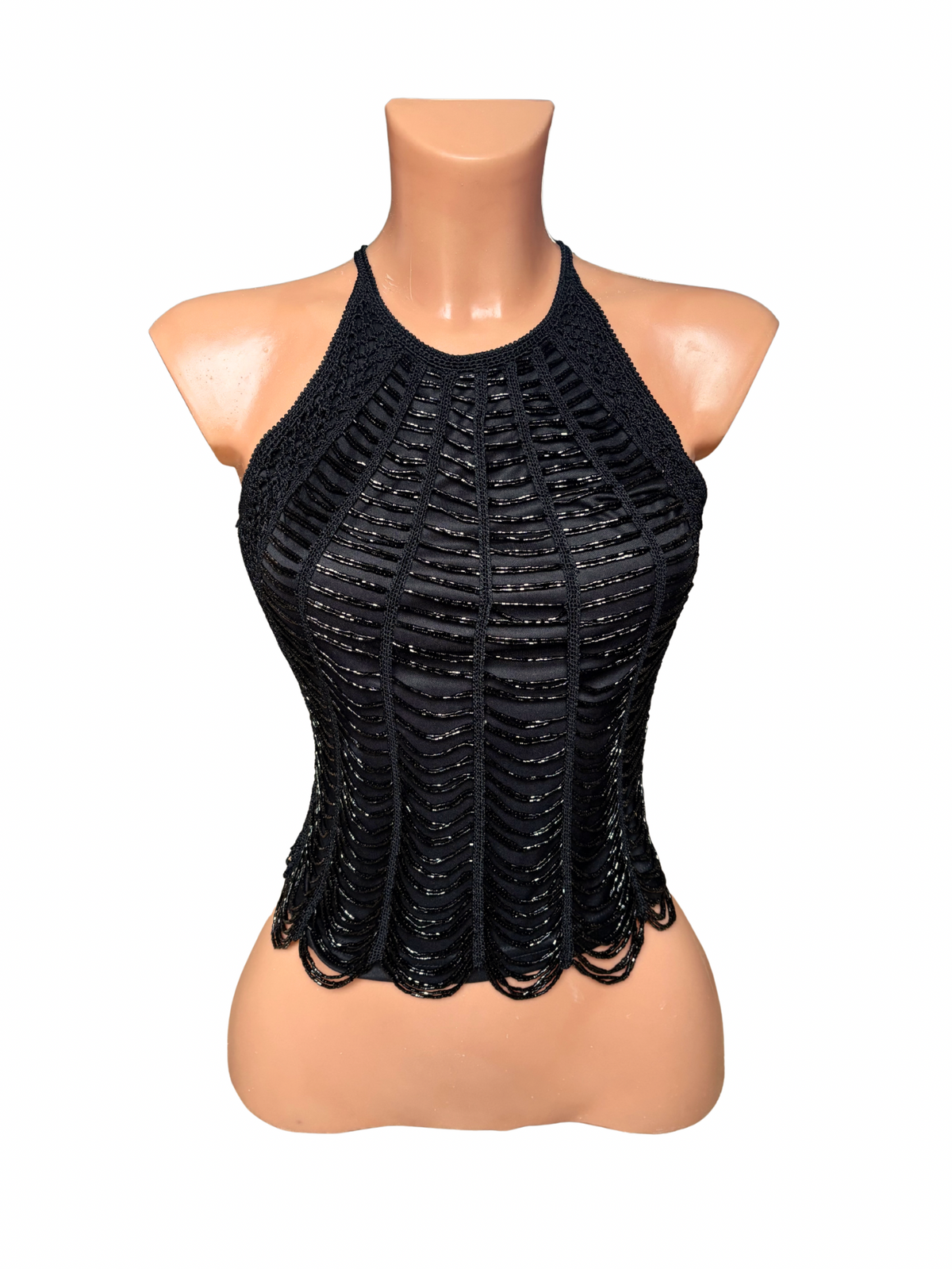 Beaded Sequin Halter Tank Top