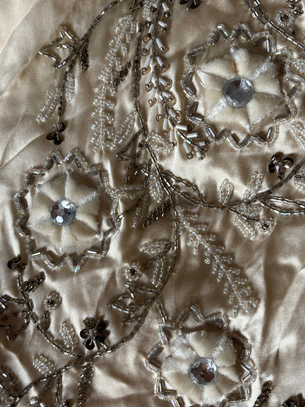 Sue Wong Vanilla Garden Silk Beaded Midi Dress