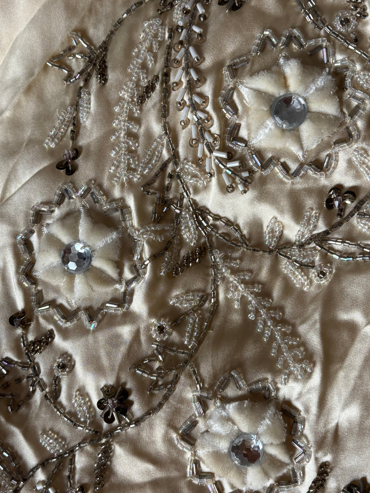 Sue Wong Vanilla Garden Silk Beaded Midi Dress