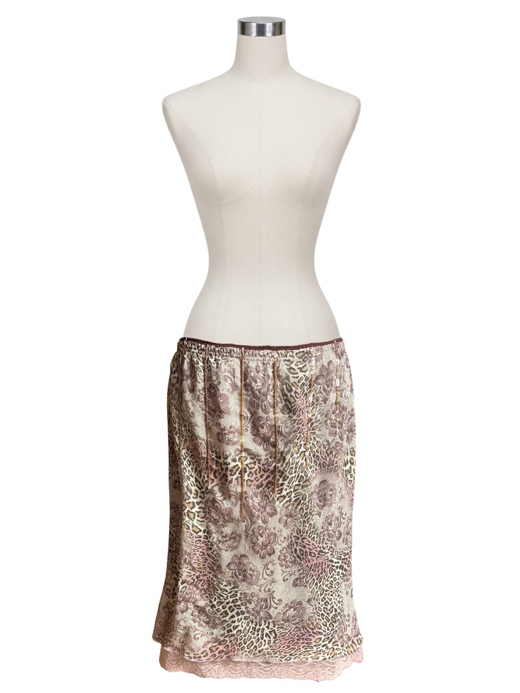 Leopard Lace Print Floral Sequin Midi Skirt