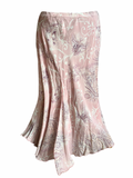 Pink Paisley Floral Hanky Hem Midi Skirt