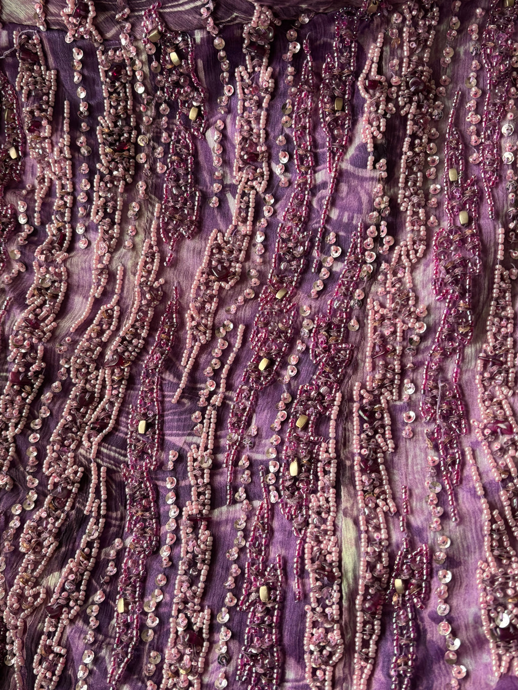 Enchanted Purple Hand-Beaded Vintage Silk Dress