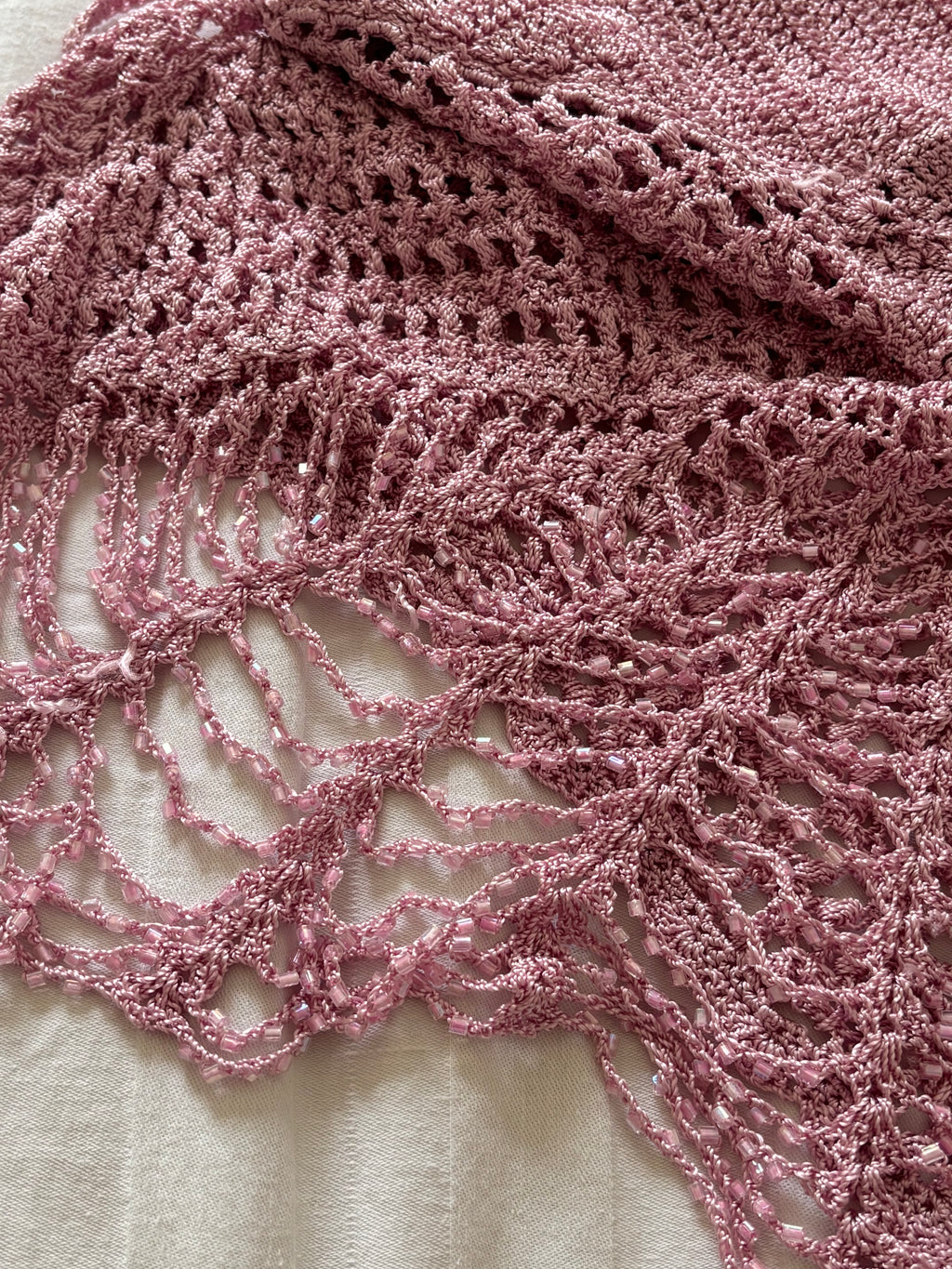 Ethereal Rose Crochet Beaded Cami Top
