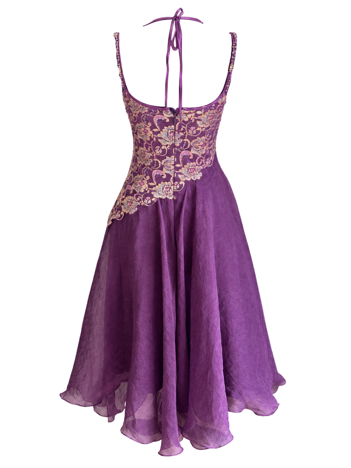 Hand-Beaded Lace Midi Dress