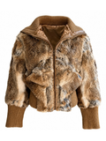 Vintage Fur Zip Up Bomber Jacket