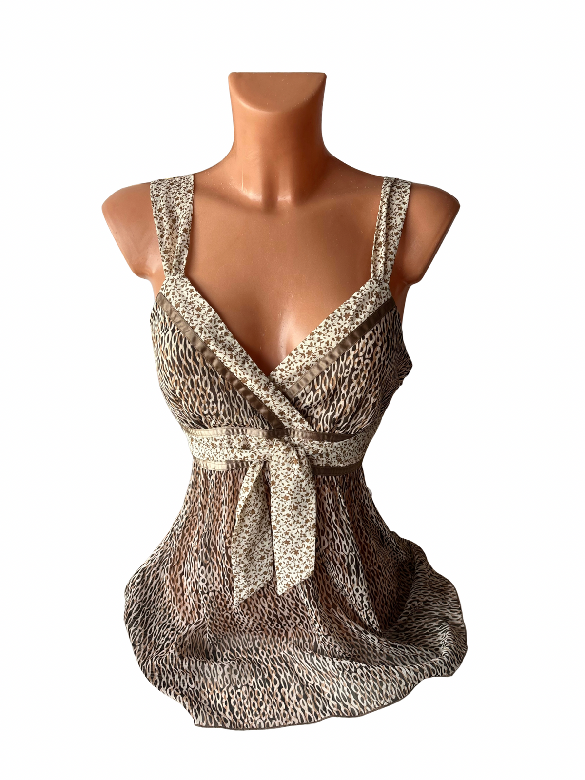Mixed Print Empire Waist Cami Top