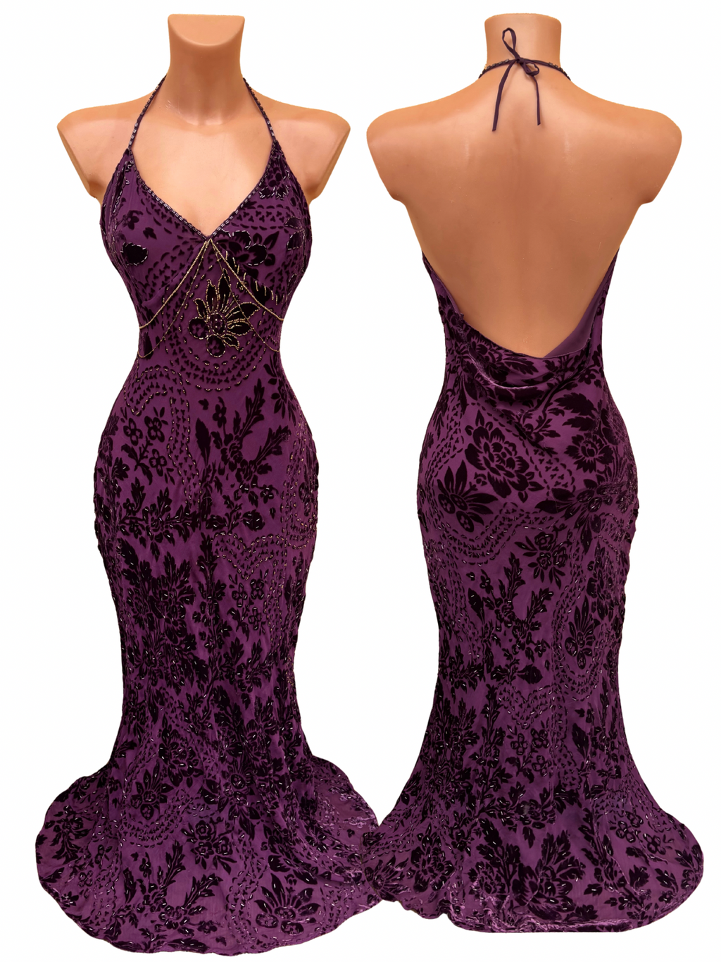 Oriental Arabic Style Hand-Beaded Silk Dress