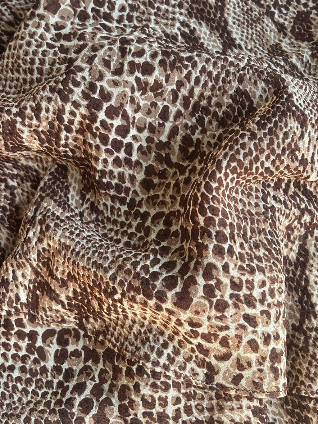 Silk Sequin Animal Print Ruffle Dress