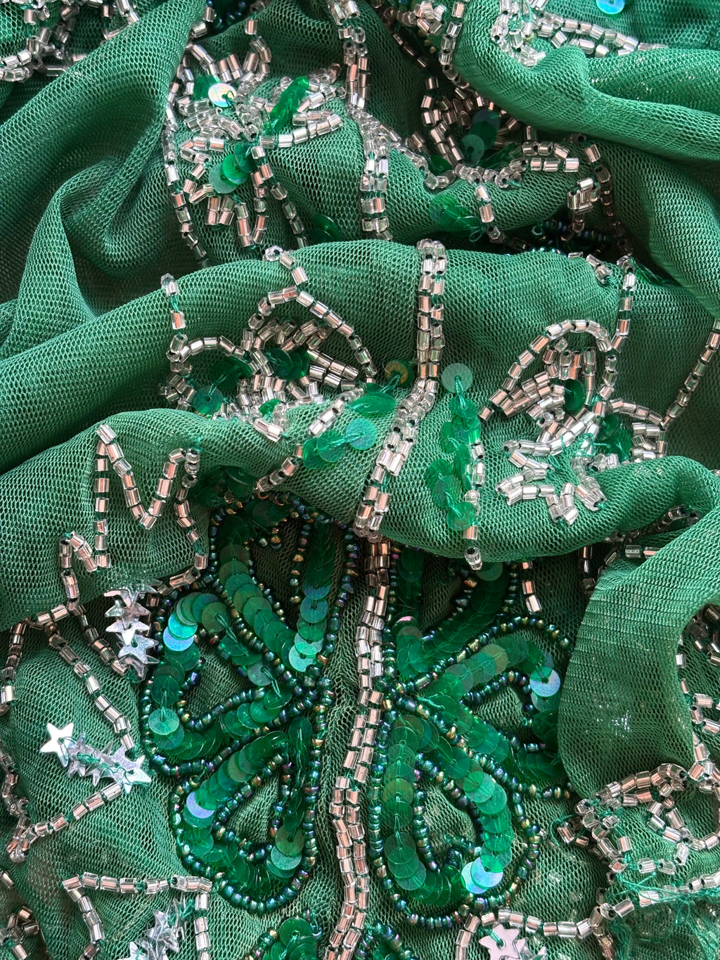 Emerald Fairycore Beaded Camisole Mesh Top