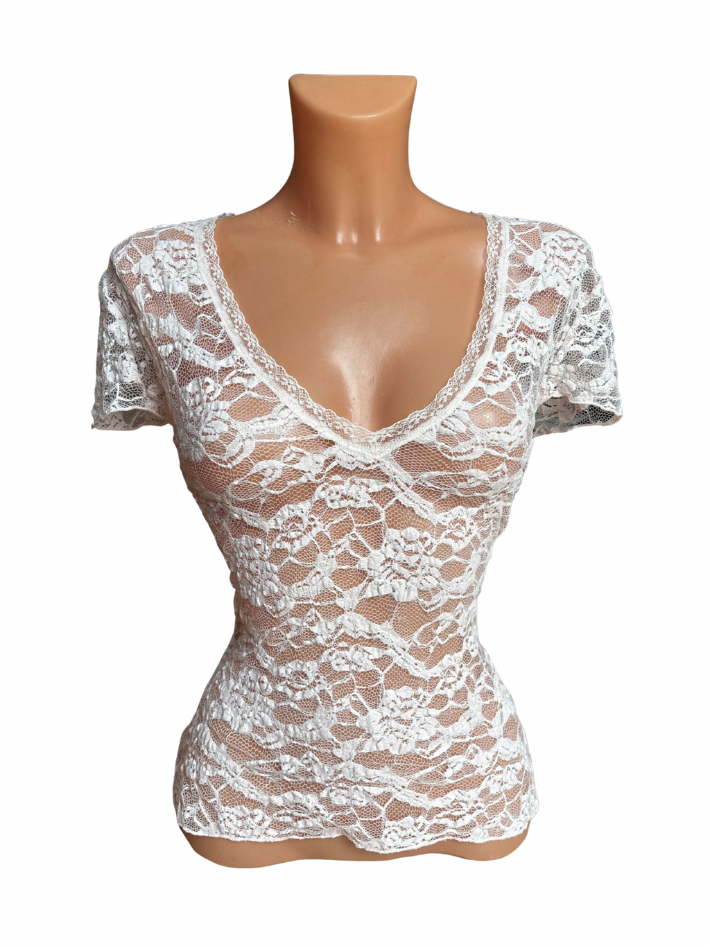 Lace Scoop Neck Cap Sleeve Top
