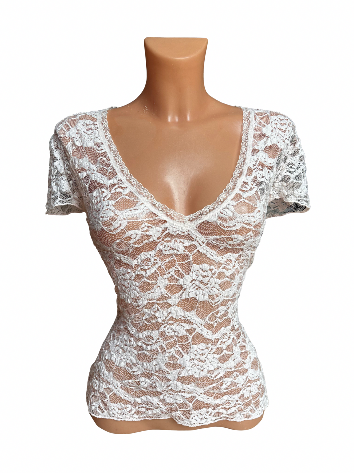 Lace Scoop Neck Cap Sleeve Top
