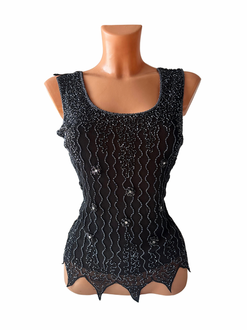 Beaded Floral Tank Top