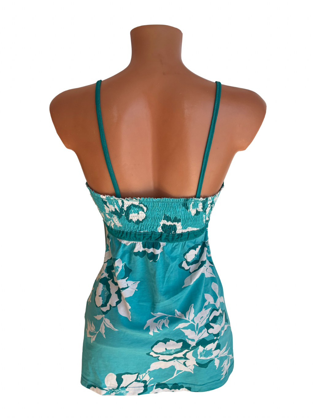 Turquoise Floral Ruffle Cami Top