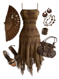 Silk Earthy Fairy Vintage Midi Dress