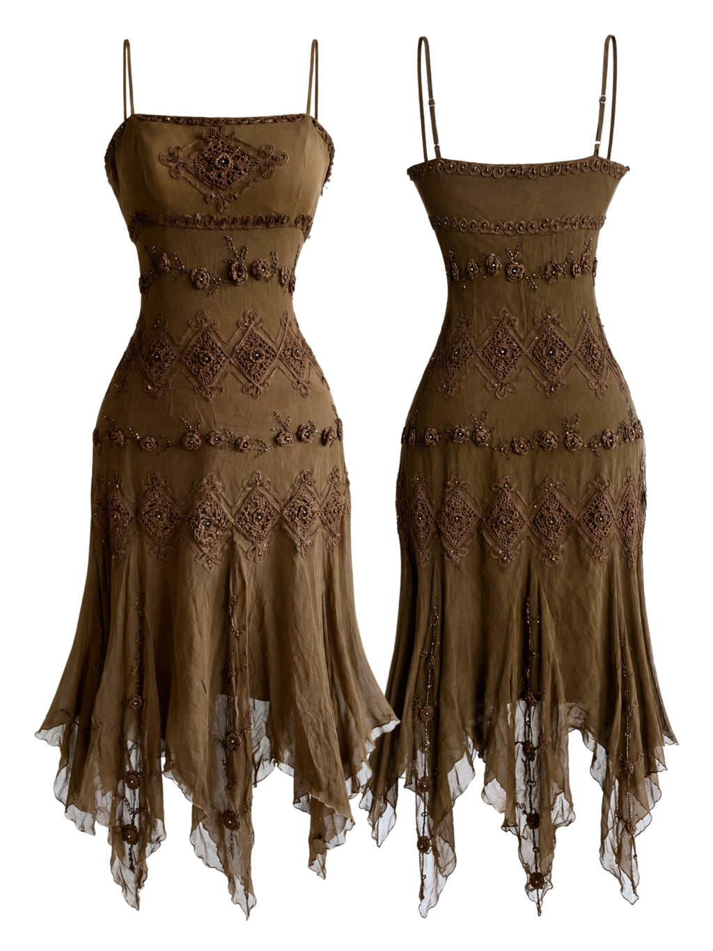 Silk Earthy Fairy Vintage Midi Dress