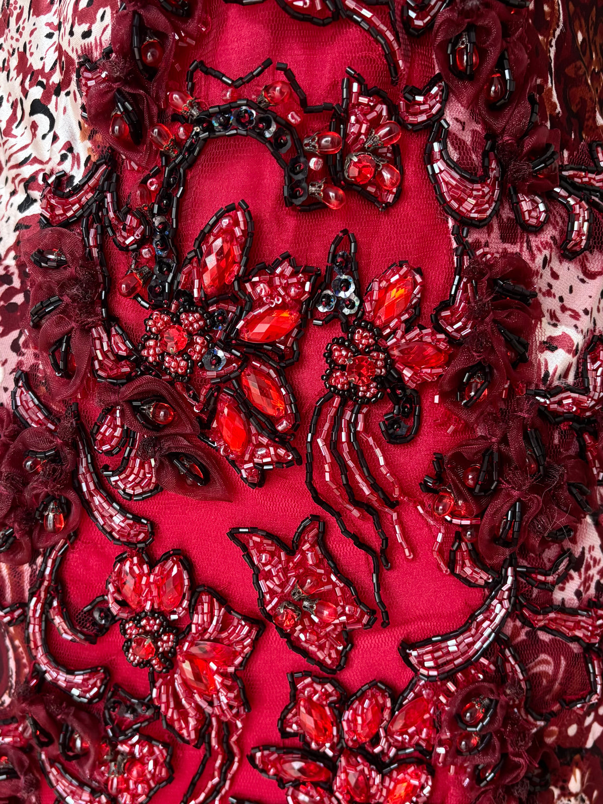 Silk Hand-Beaded Ruffle Maxi Dress