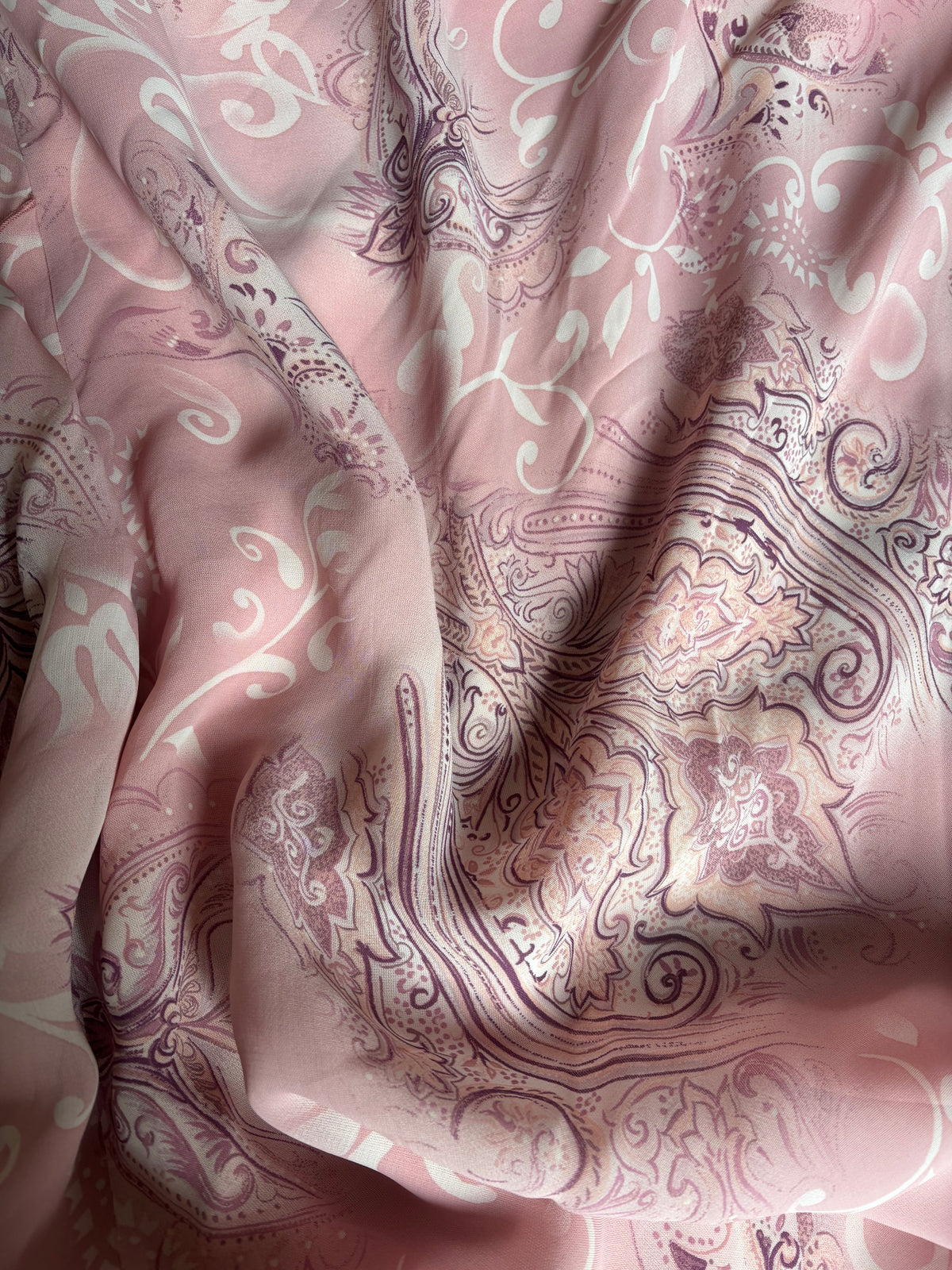Pink Paisley Floral Hanky Hem Midi Skirt