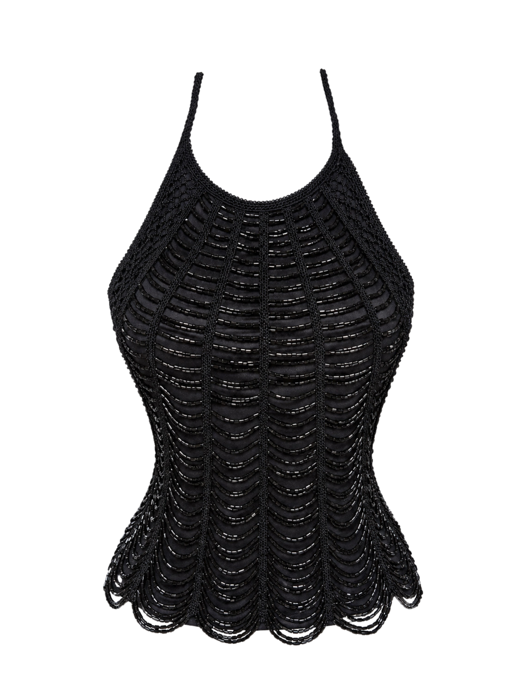 Beaded Sequin Halter Tank Top