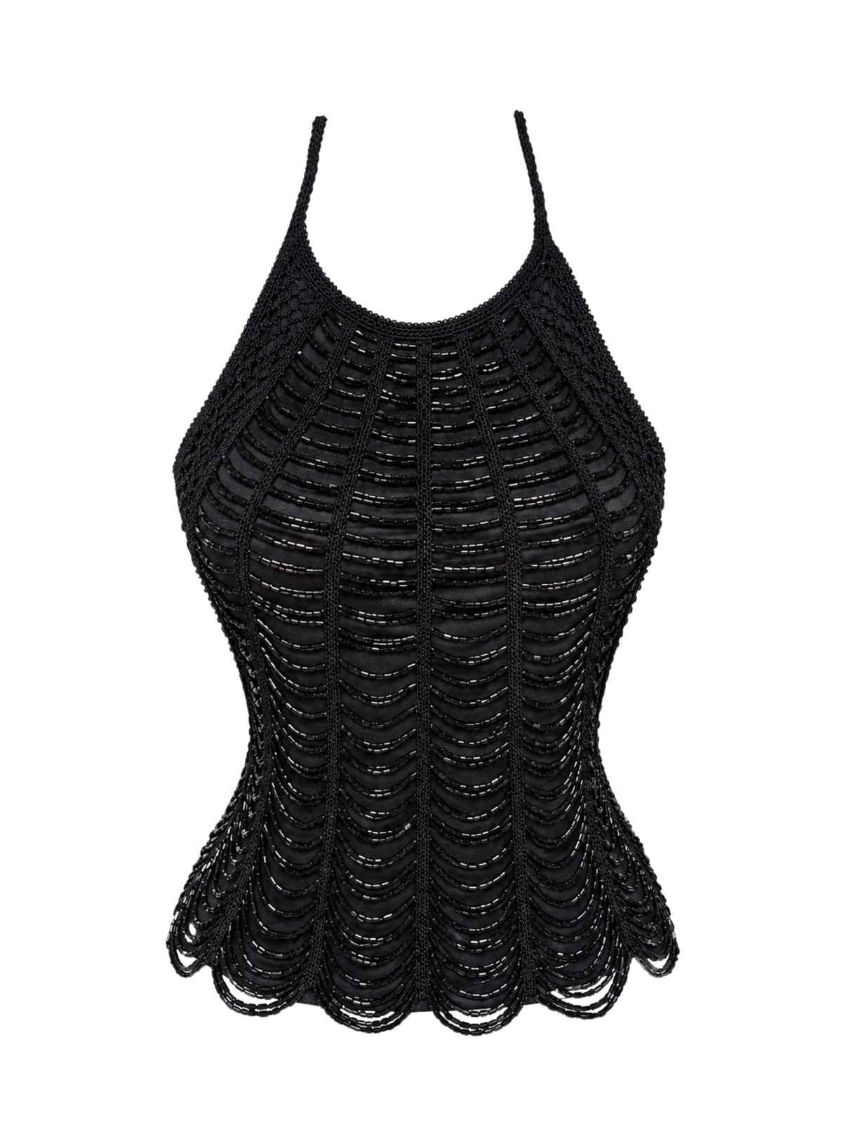 Beaded Sequin Halter Tank Top