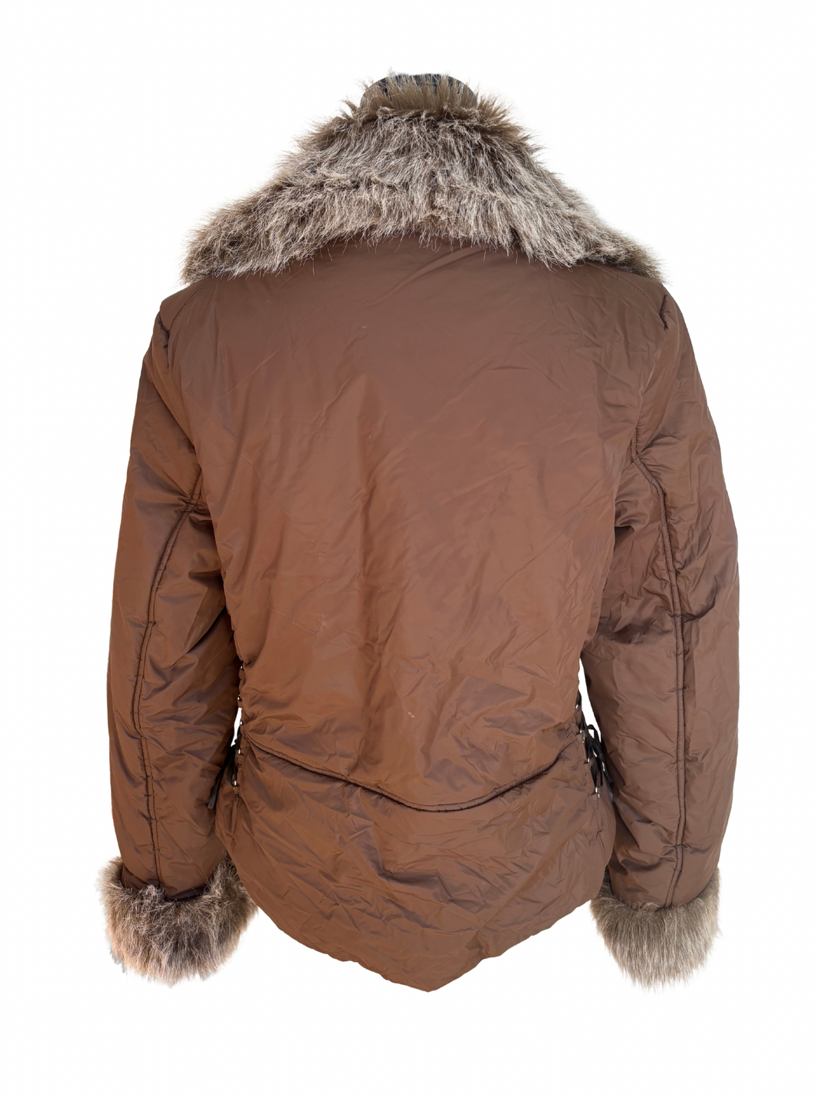 Slim Jacket With Side Corset Lacing and Fur