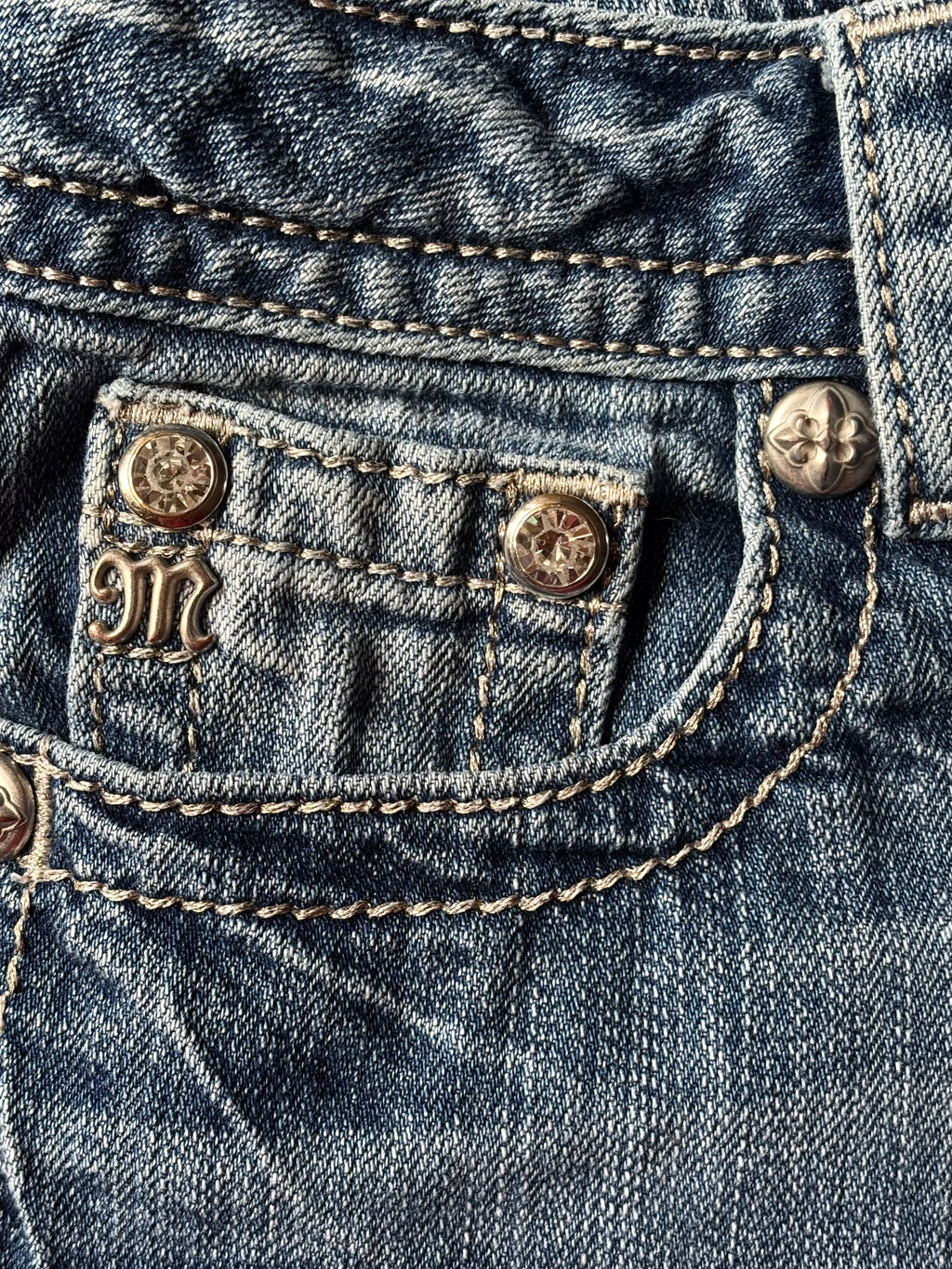 Miss Me Y2K Washed Denim Mini Shorts