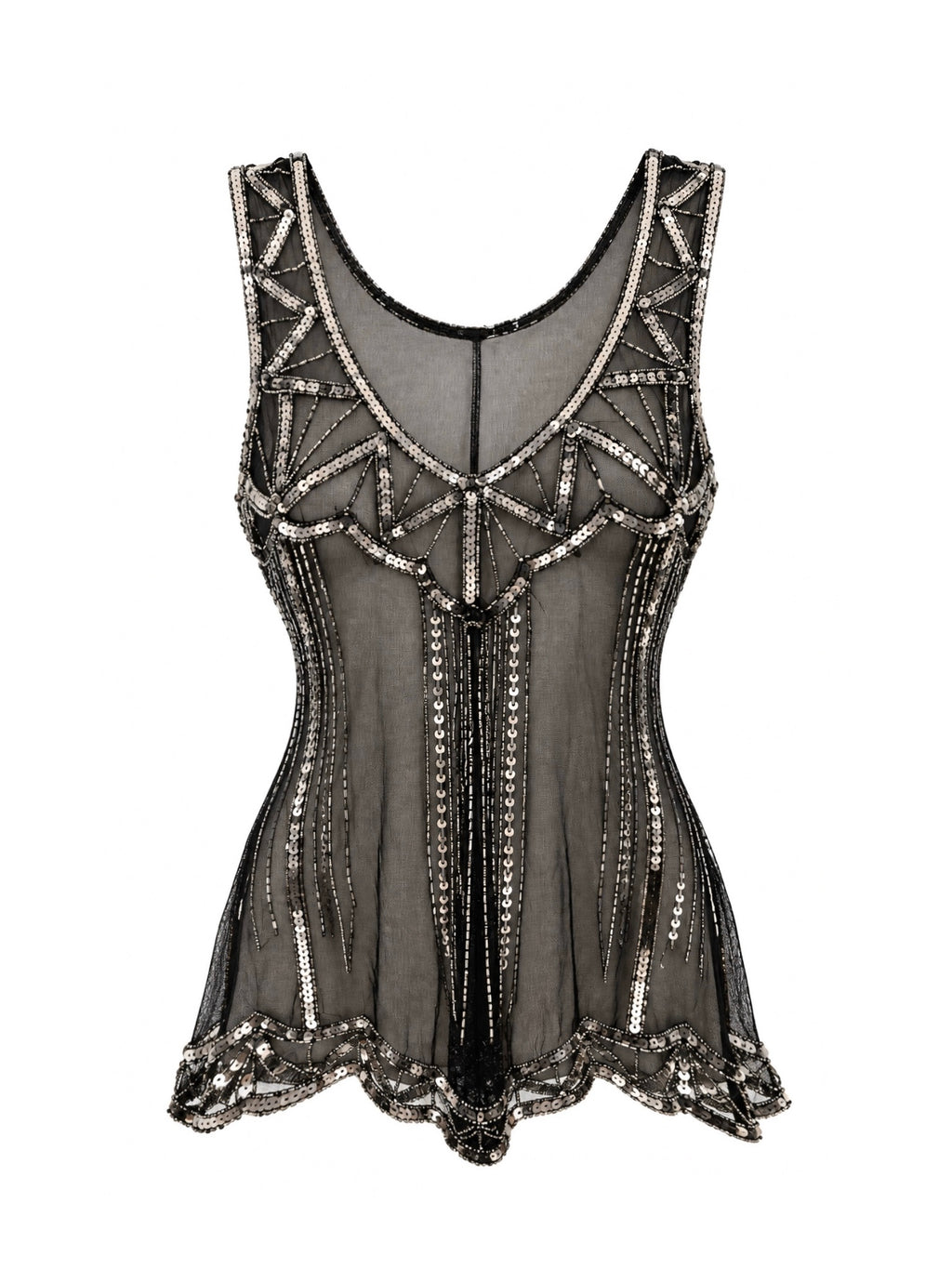 Mesh Beaded Sequin Tank Top