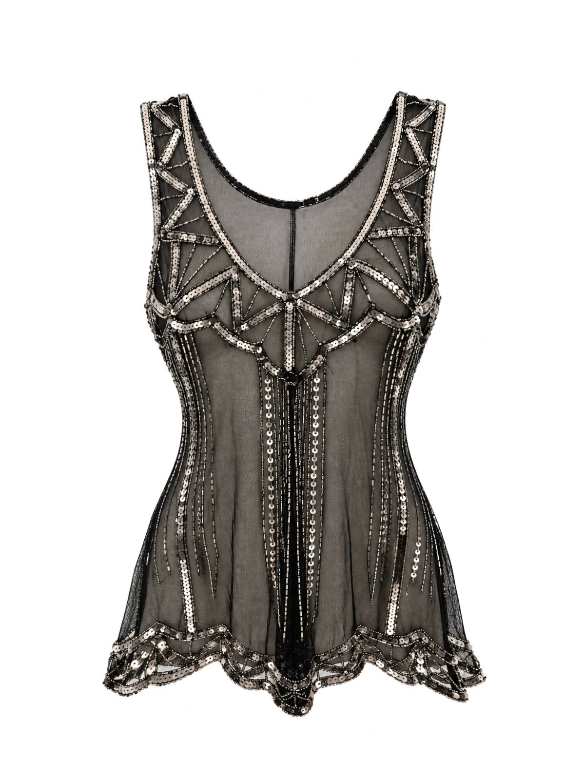 Mesh Beaded Sequin Tank Top