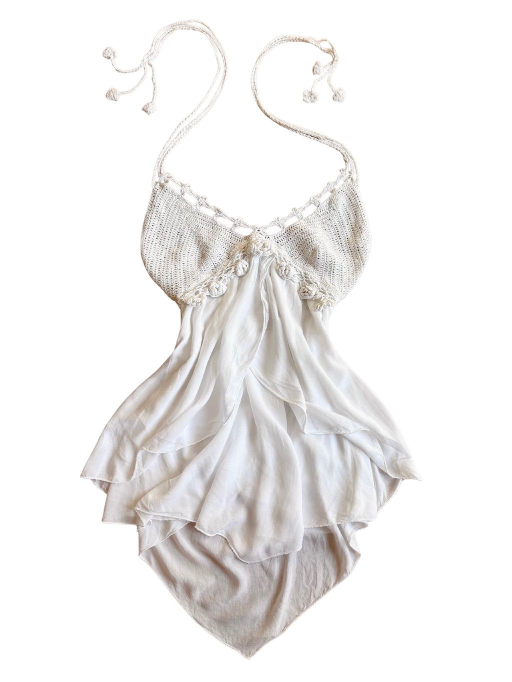 Crochet & Ruffle Halter Top