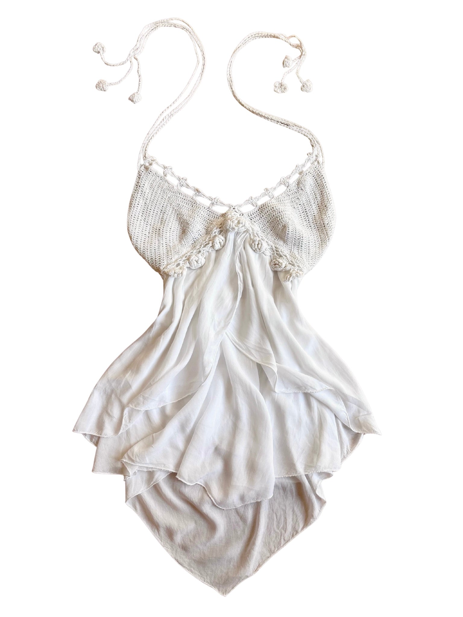 Crochet & Ruffle Halter Top