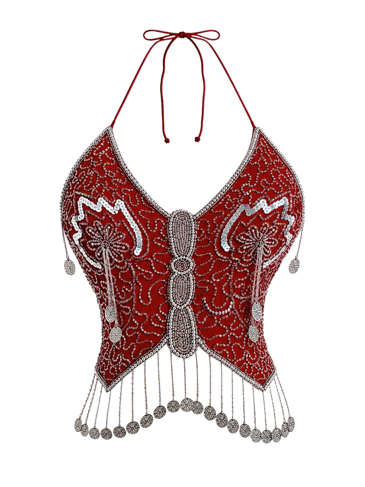 Beaded Butterfly Halter Top