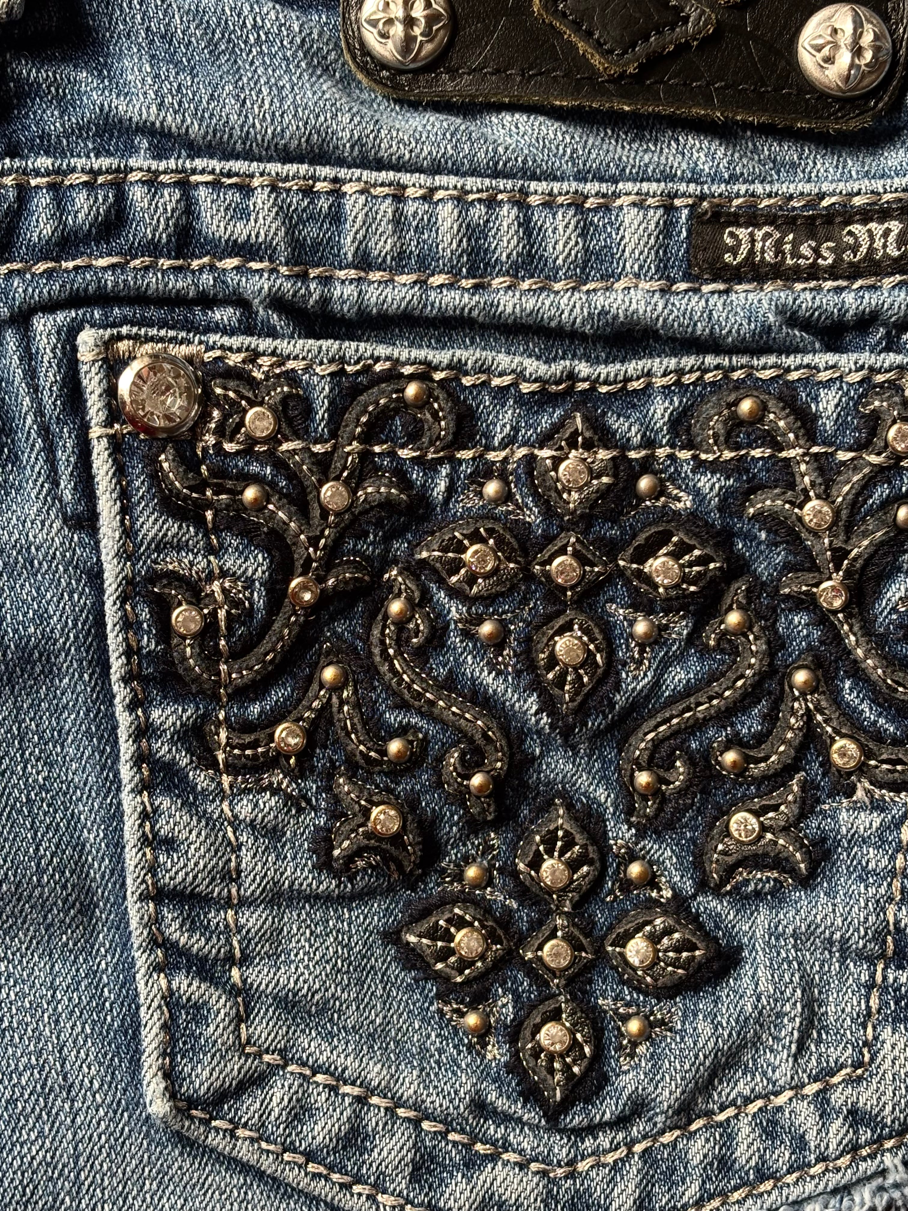 Miss Me Y2K Washed Denim Mini Shorts