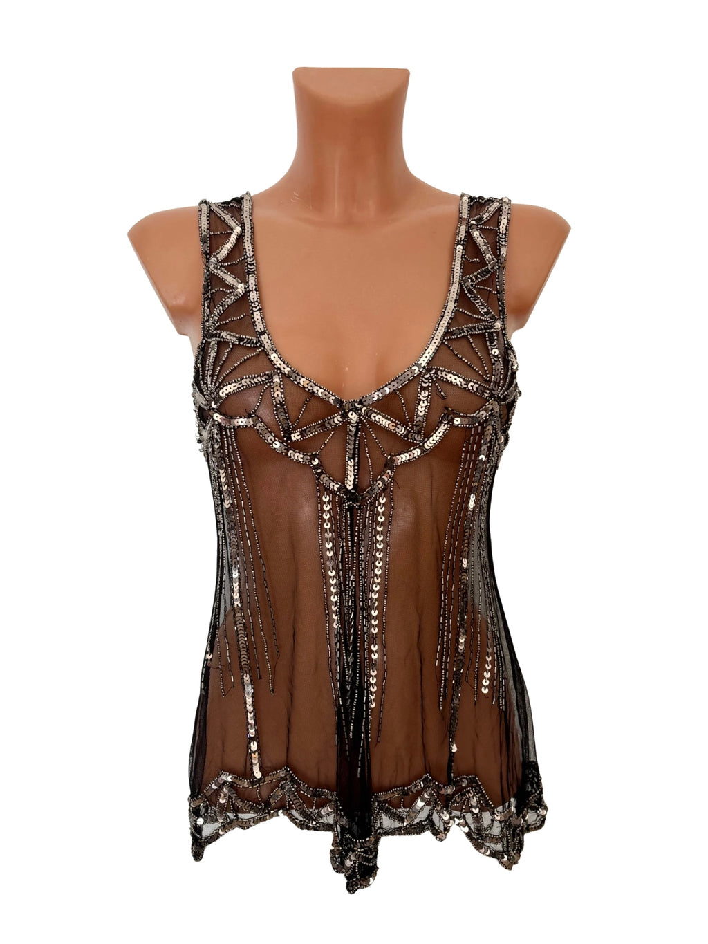 Mesh Beaded Sequin Tank Top